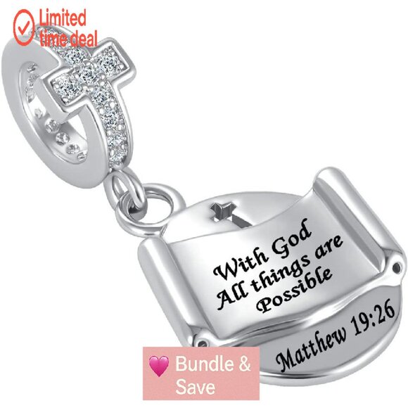 Religious Cross Charm Dangle Bead for Women's Bracelets Jewelry - Picture 2 of 6